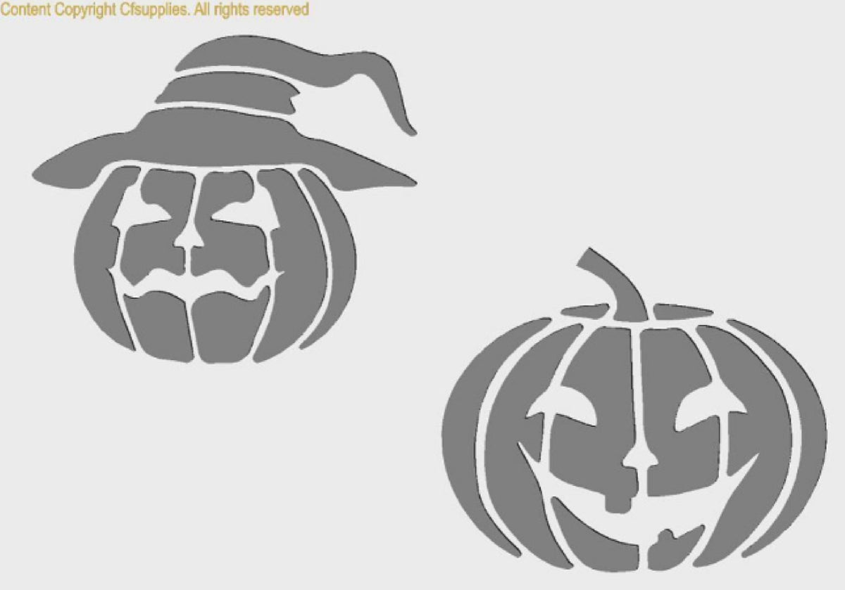 Halloween Pumpkins Pair Mylar Stencil, Reusable 190 Micron