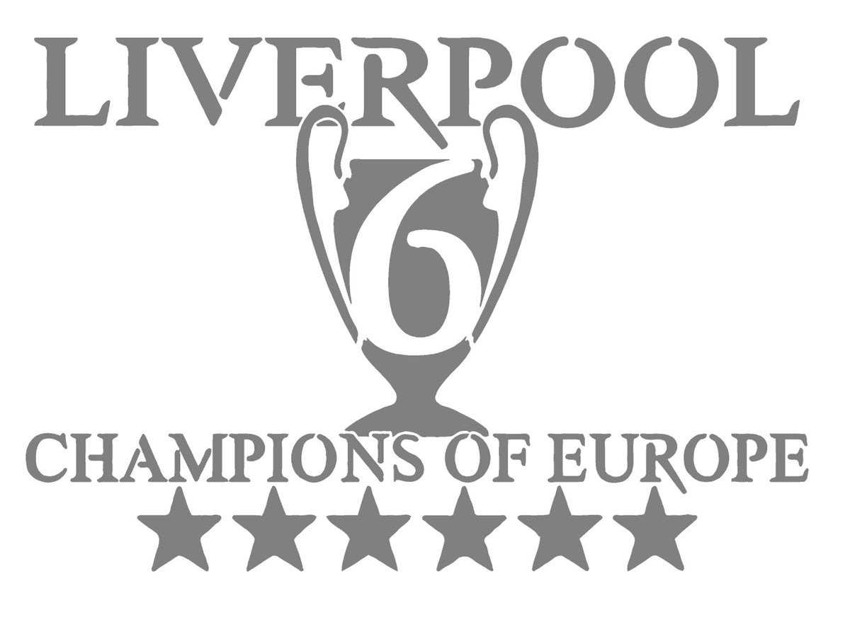 Liverpool Champions of Europe Mylar Stencil, Reusable 190 Micron