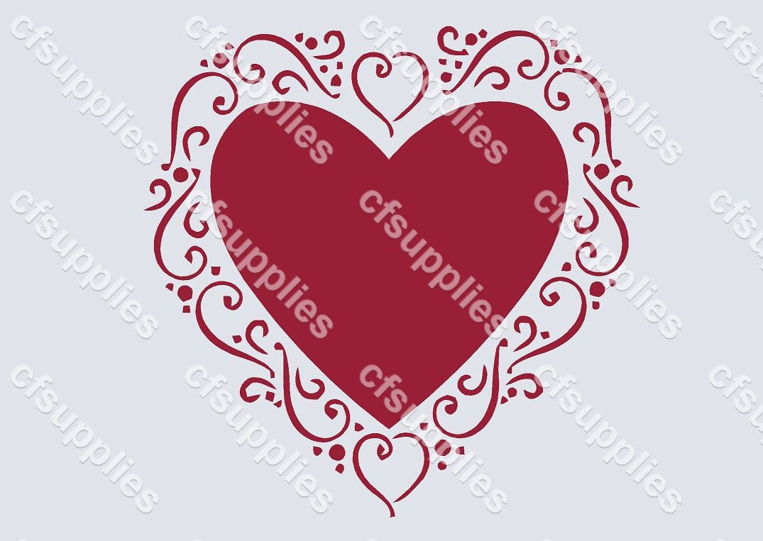 Shabby Chic French Vintage Mylar Stencils Love Heart in A3/A4/A5 sizes