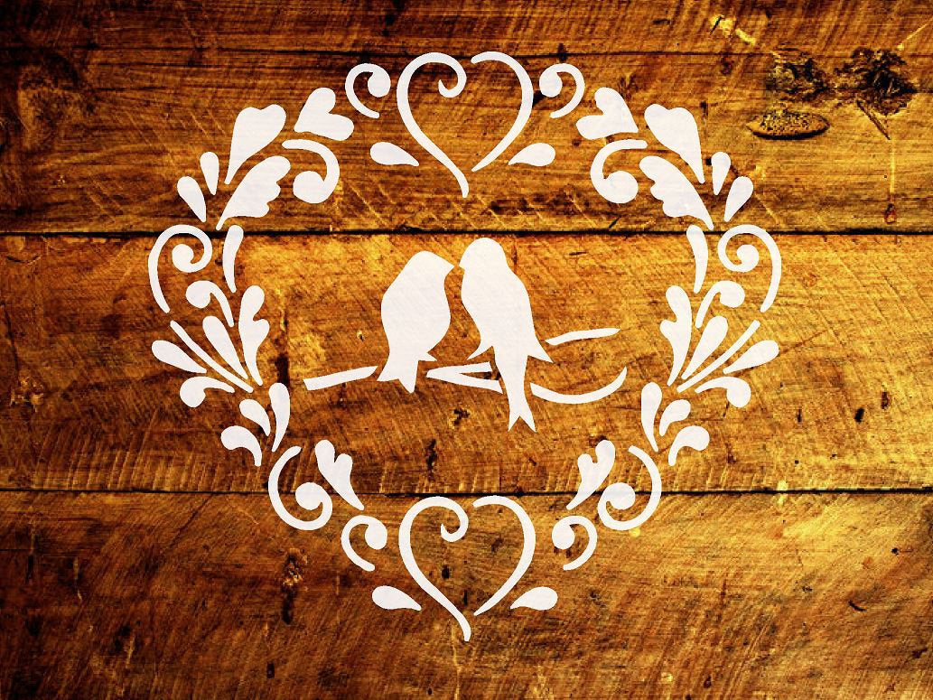 Vintage Stencil | Shabby Chic Paint Stencil Love Birds (#183)