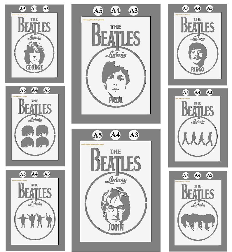 Mylar Stencil The Beatles Iconic Drum Themes