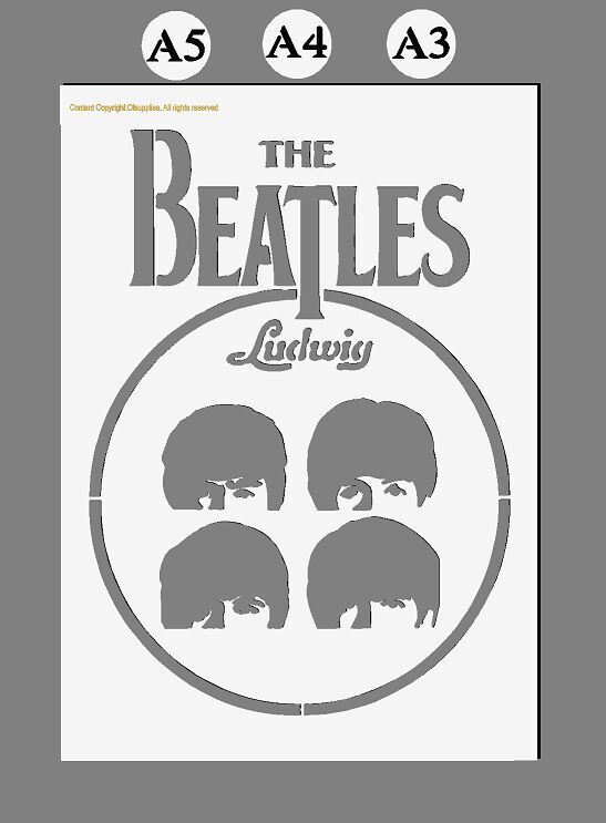 Mylar Stencil The Beatles Iconic Drum Themes