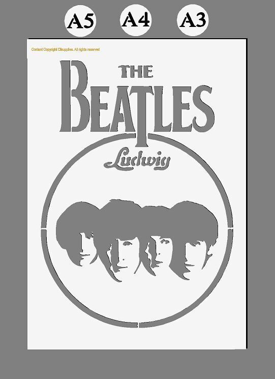 Mylar Stencil The Beatles Iconic Drum Themes