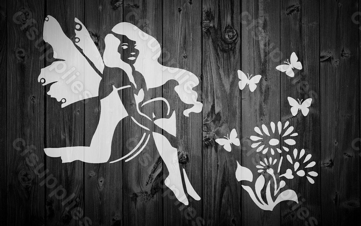 FAIRY Flowers  melinex STENCIL  nurseries rustic A5/A4 *NEW 190 micron