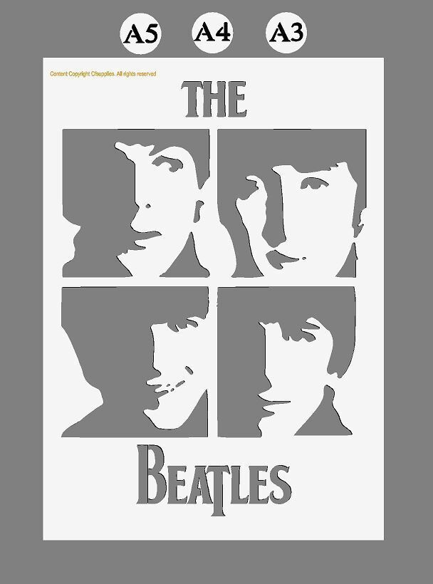 MYLAR STENCIL 'The Beatles' 190 micron A3/A4/A5 sizes (8)