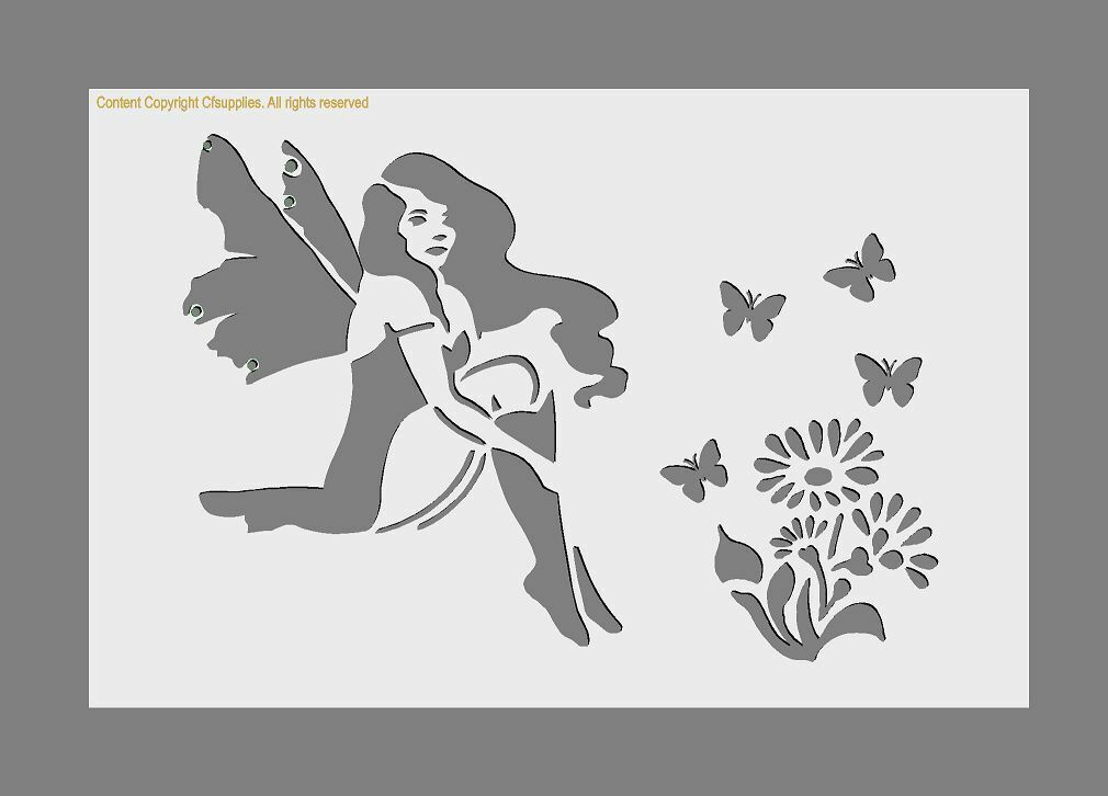 FAIRY Flowers  melinex STENCIL  nurseries rustic A5/A4 *NEW 190 micron