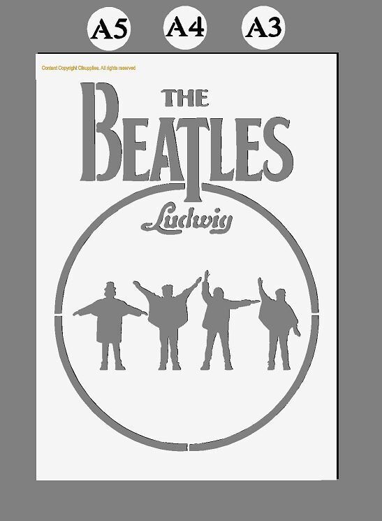 Mylar Stencil The Beatles Iconic Drum Themes