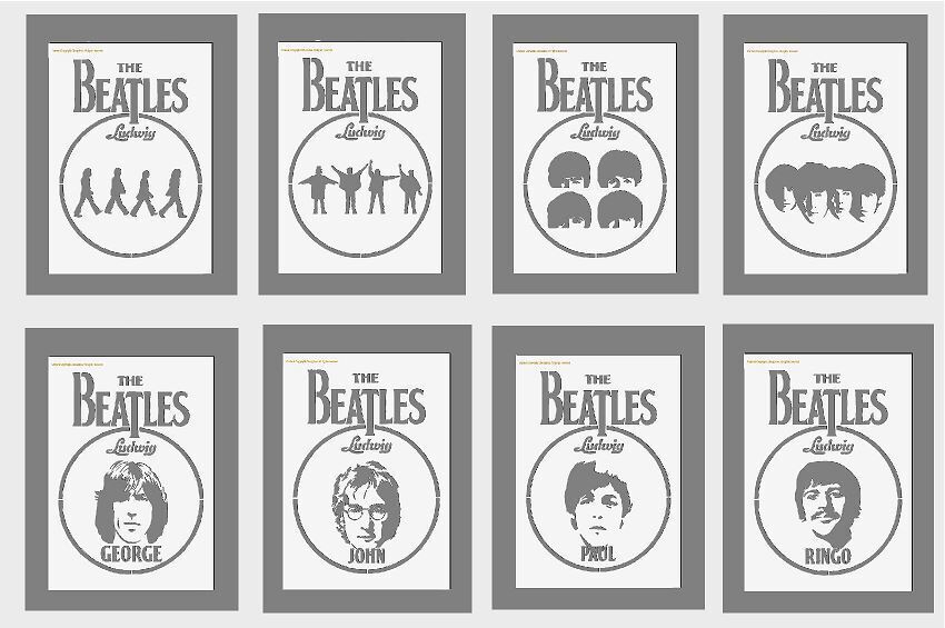 Mylar Stencil The Beatles Iconic Drum Themes