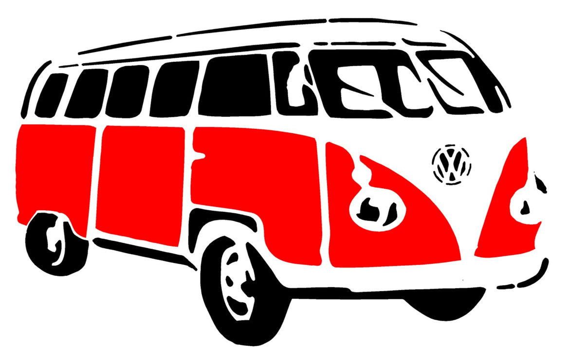 Split-Screen Campervan Mylar Stencil (2), Reusable 190 Micron