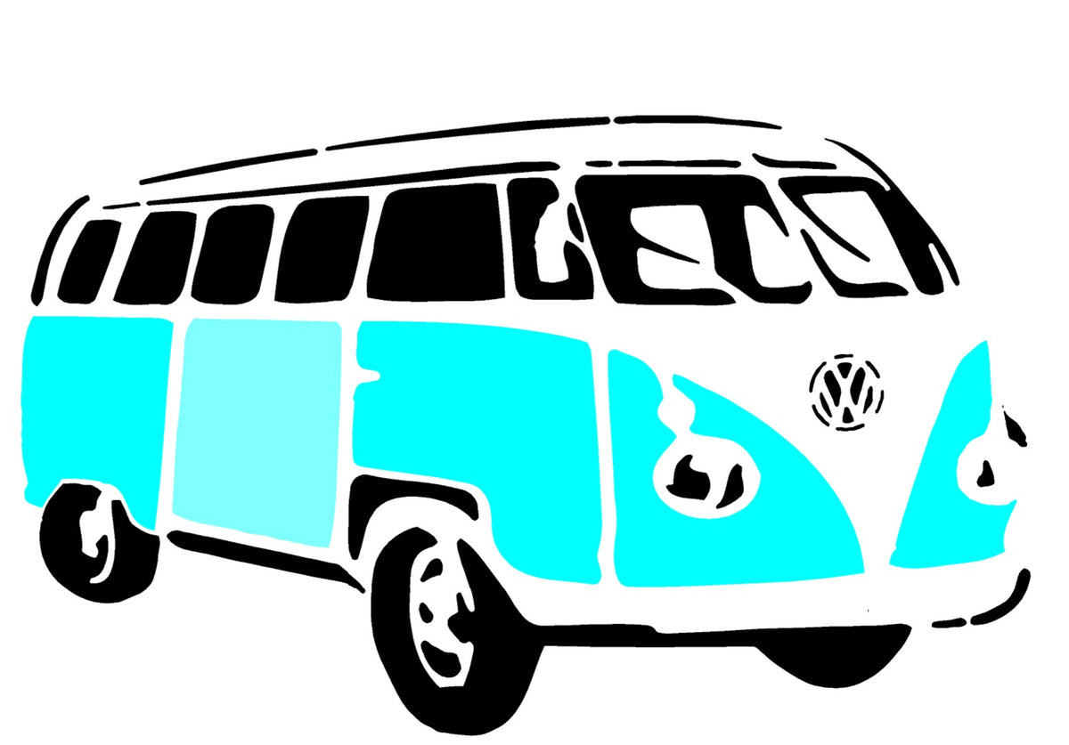 Split-Screen Campervan Mylar Stencil (2), Reusable 190 Micron