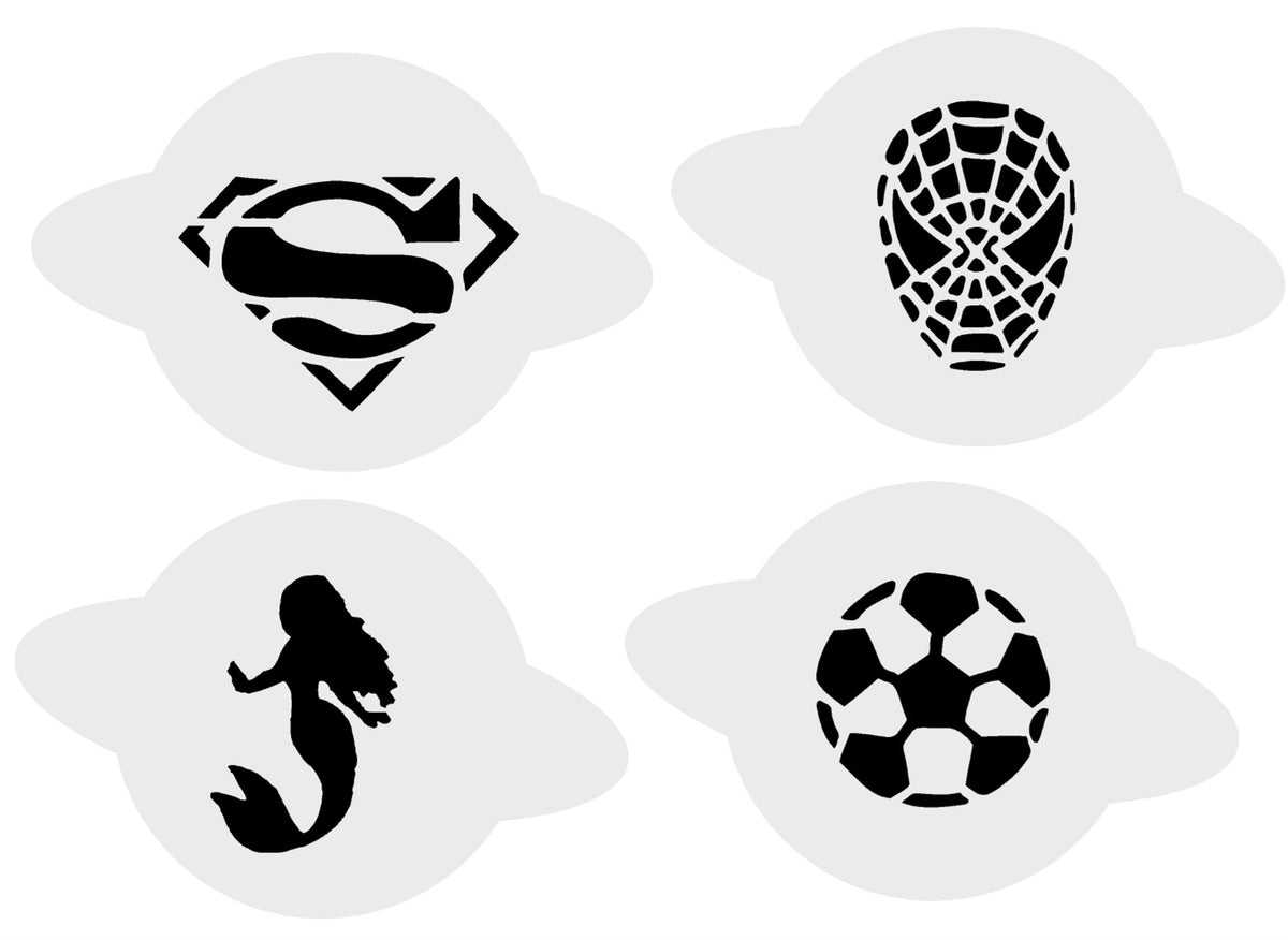 Face Painting Mylar Stencil Set, 12 Designs on 3 A4 Sheets