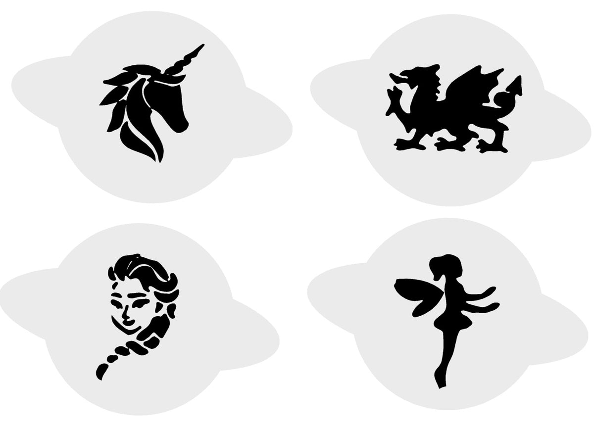 Face Painting Mylar Stencil Set, 12 Designs on 3 A4 Sheets