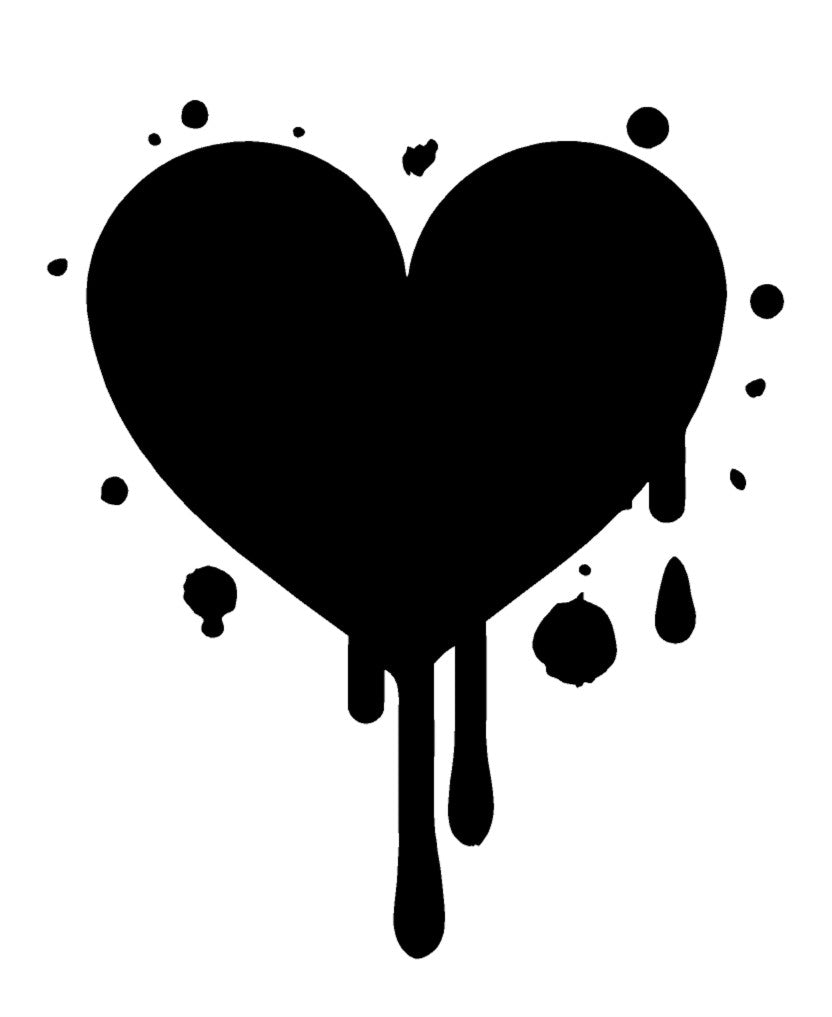 Dripping Heart Mylar Stencil, Reusable 190 Micron