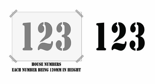 Personalised House Number Mylar Stencil, A4, 120mm Digits