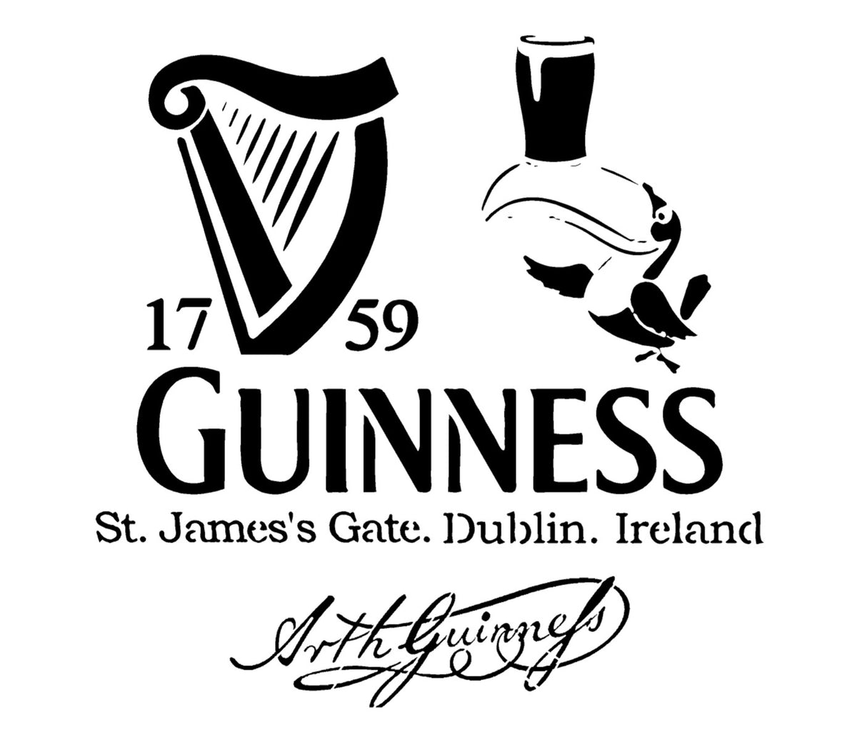 Toucan Guinness Mylar Stencil – A5, A4 & A3 | 190 Micron
