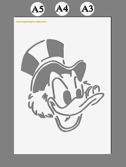 Uncle Scrooge Disney Mylar Stencil A5/A4/A3 sizes 190 micron