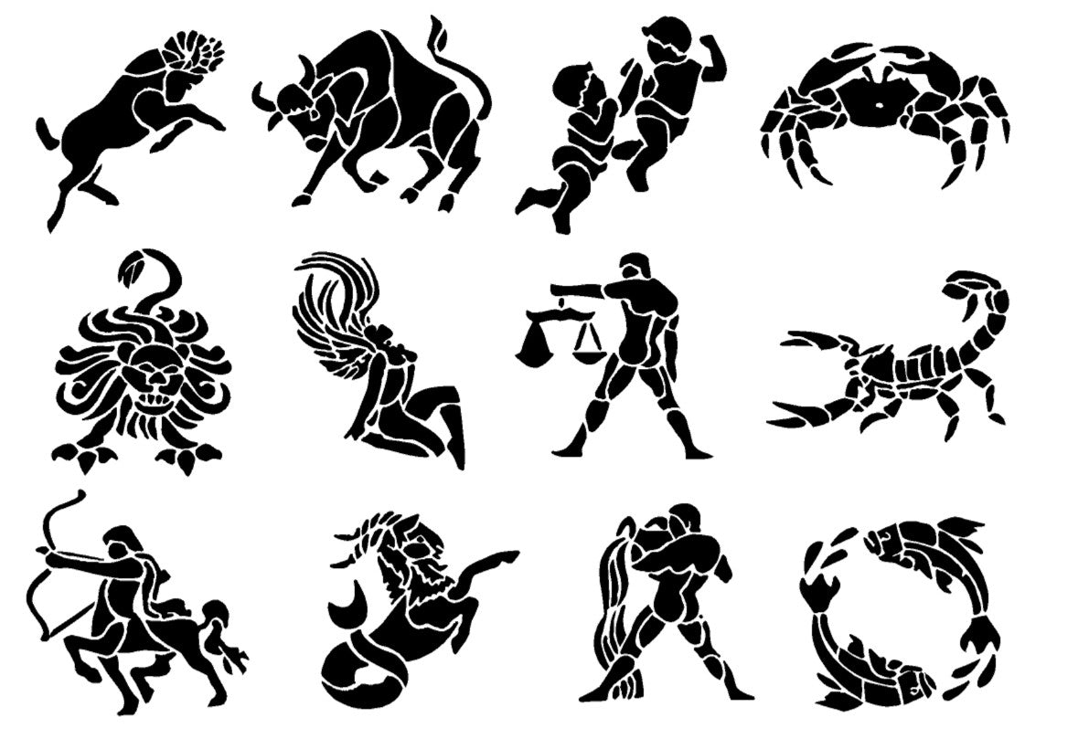 Zodiac Signs A3 Mylar Stencil, All 12 Signs, 190 Micron