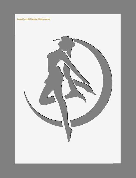 Fairy Stencil featuring a graceful winged fairy silhouette with flowing pose inside a circular crescent design