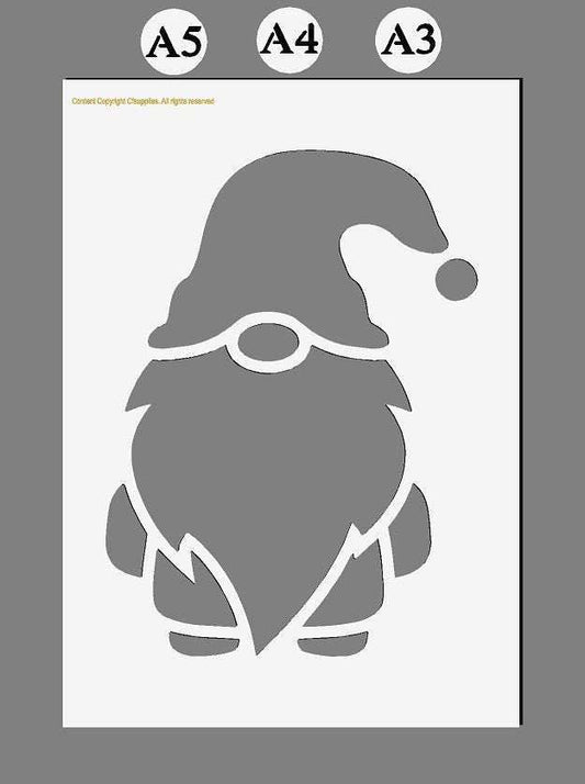 Gnome, Gonk, Christmas, Santa Claus, Mylar Stencils featuring a bearded gnome with pointed hat and pom-pom