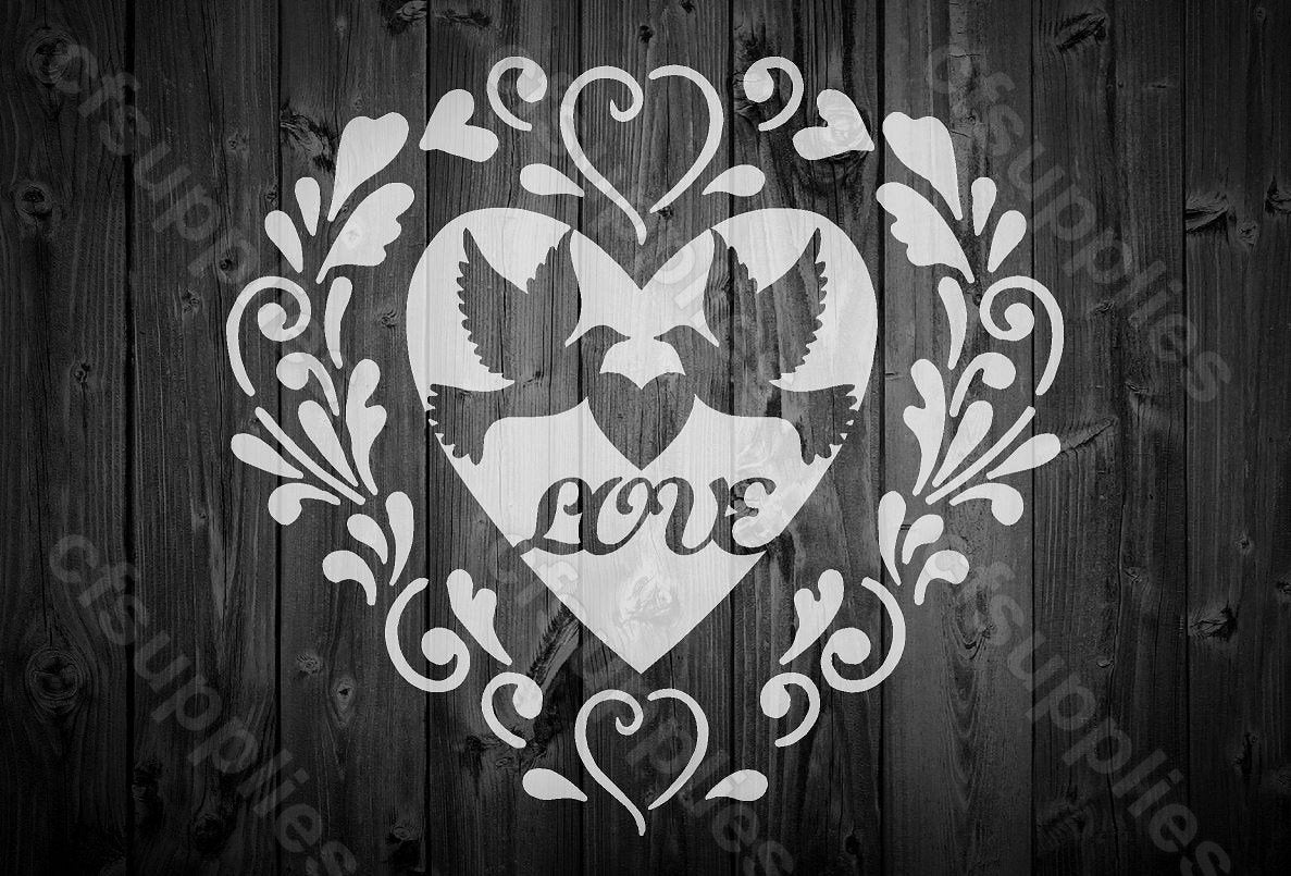 Love Heart | Vintage French Mylar Stencil A5/A4/A3 sizes (222)