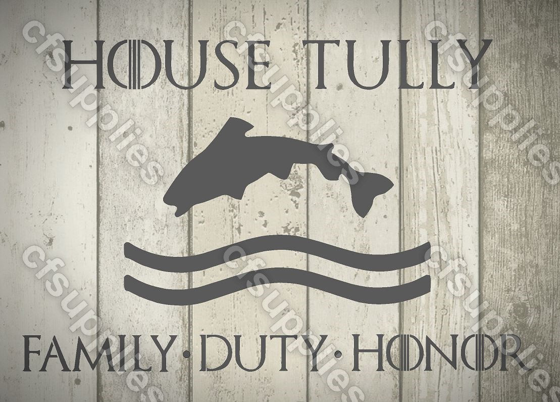 Game of Thrones Mylar Stencils 'House Tully' A5/A4/A3 sizes 190 micron