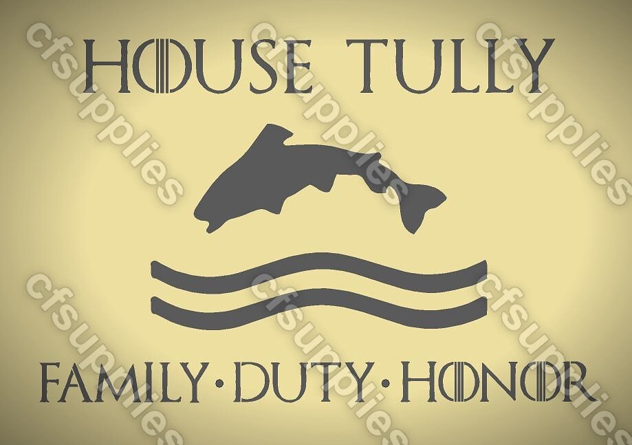 Game of Thrones Mylar Stencils 'House Tully' A5/A4/A3 sizes 190 micron