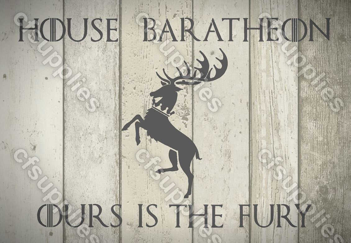 Game of Thrones Mylar Stencil 'House Baratheon' A5/A4/A3 sizes 190 mic