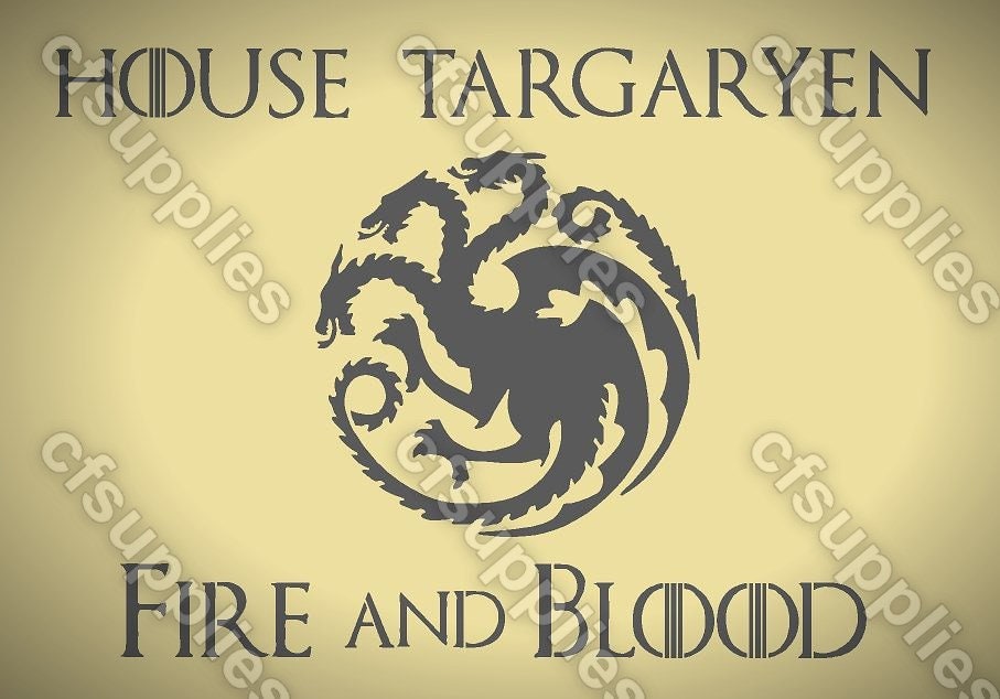 Game of Thrones Mylar Stencils 'House Targaryen' A5/A4/A3 sizes 190 mi