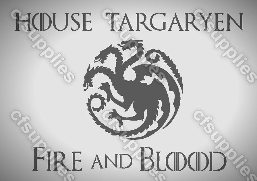 Game of Thrones Mylar Stencils 'House Targaryen' A5/A4/A3 sizes 190 mi