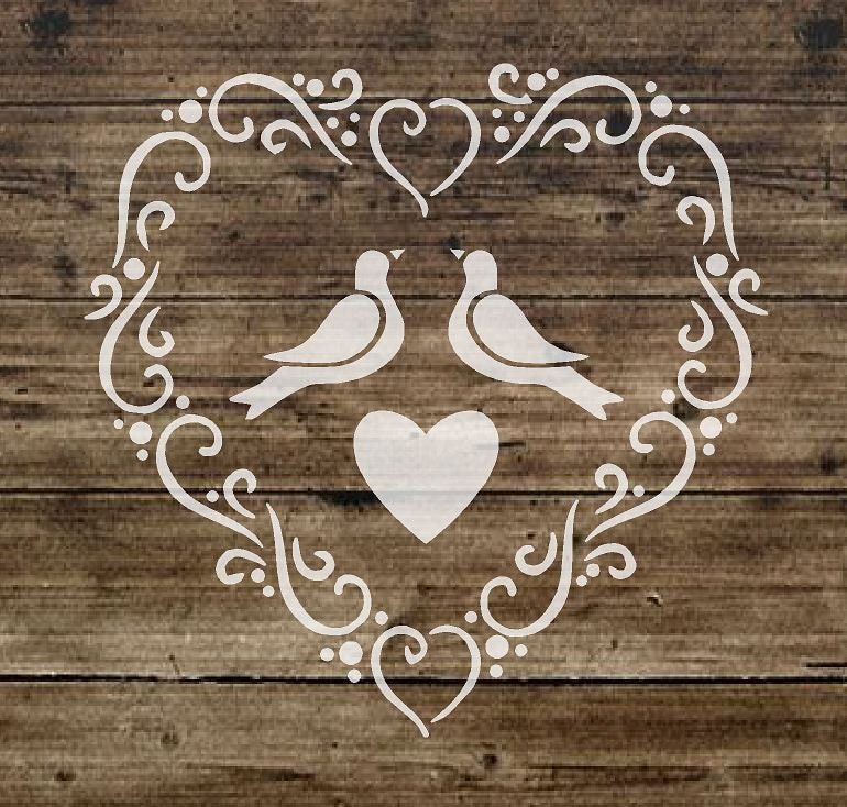 Love Birds Shabby Chic French Vintage Mylar Stencils (#65) 190 micron