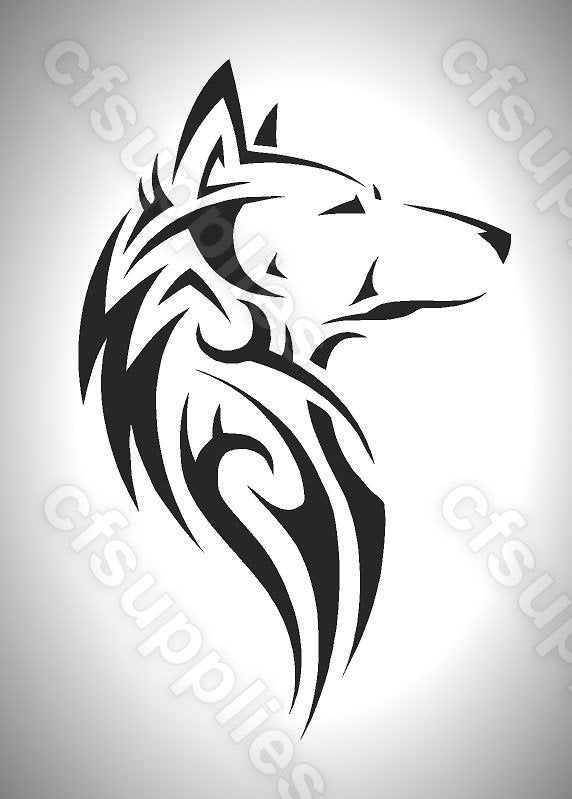 Tribal Wolf Mylar Stencil A5/A4/A3 sizes 190 micron