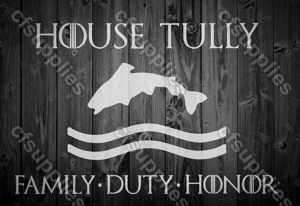 Game of Thrones Mylar Stencils 'House Tully' A5/A4/A3 sizes 190 micron