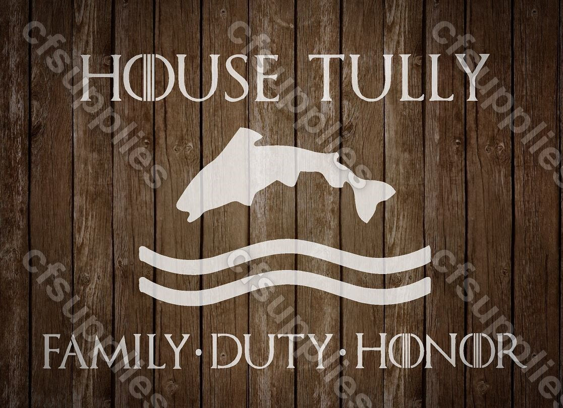 Game of Thrones Mylar Stencils 'House Tully' A5/A4/A3 sizes 190 micron