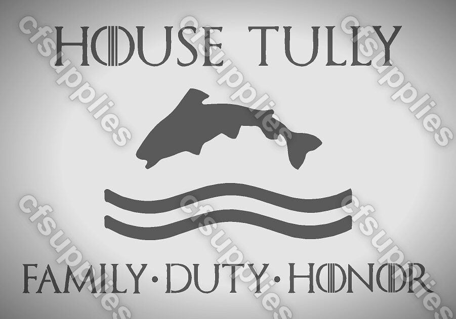 Game of Thrones Mylar Stencils 'House Tully' A5/A4/A3 sizes 190 micron