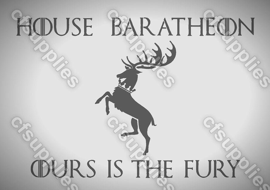 Game of Thrones Mylar Stencil 'House Baratheon' A5/A4/A3 sizes 190 mic