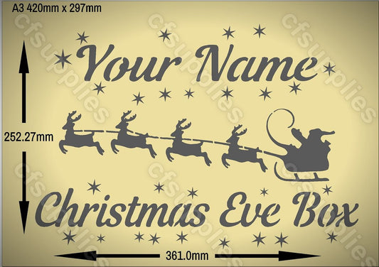 Personalised Christmas Eve Box Mylar Stencils | Add your name | A3/A4sheet sizes | Thicker 190 micron sheet Painting Airbrush Decor