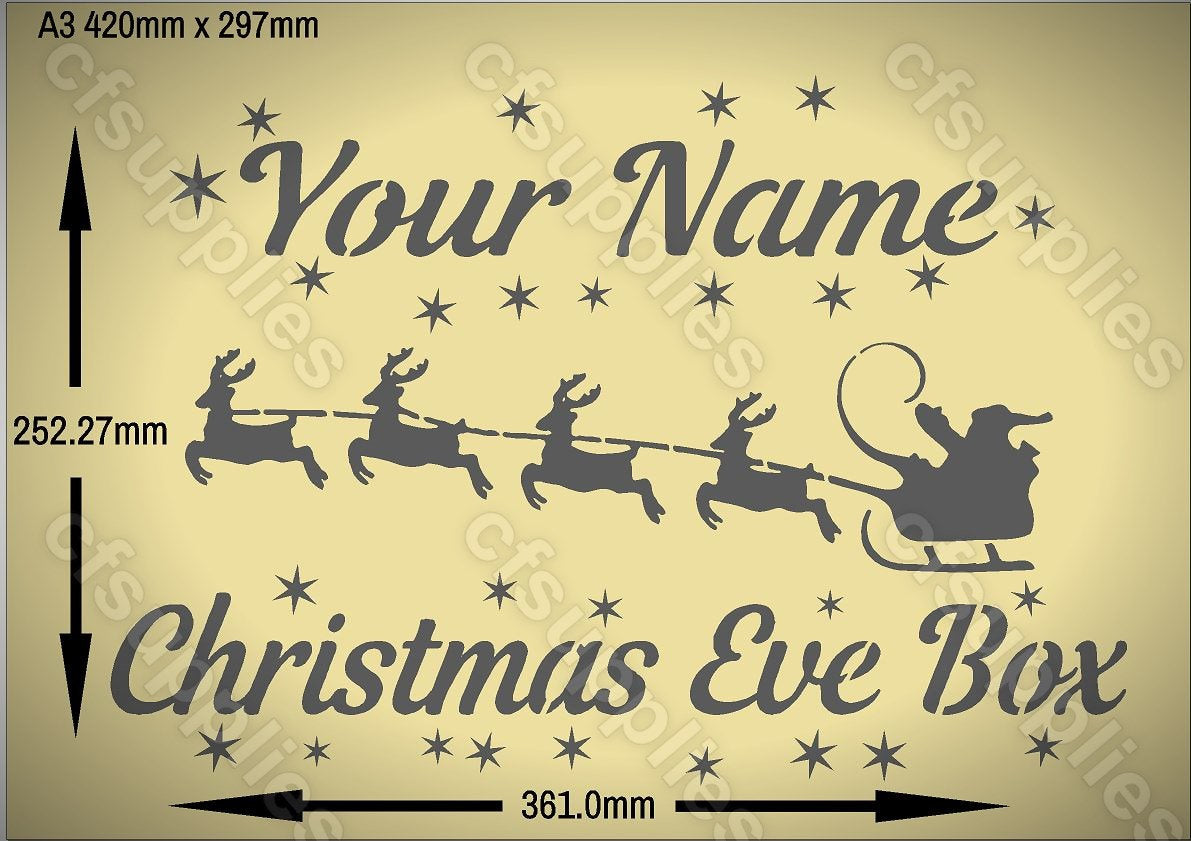 Personalised Christmas Eve Box Mylar Stencils | Add your name | A3/A4s