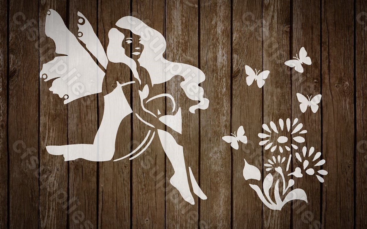 Fairy Stencil | Mylar Stencil for Walls, Fabrics, Furniture, Nurseries