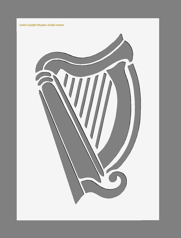 Irish Harp Stencil  in A3/A4/A5 sheet sizes  | Thicker 190 micron | re