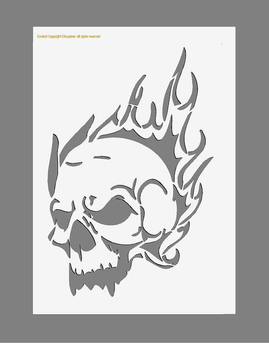 Skull of Flames Stencil