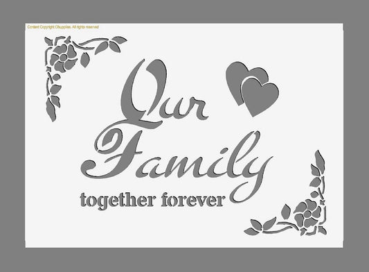 Shabby Chic French Vintage Stencils 'Our Family' in A3/A4/A5 sheet sizes (#201)