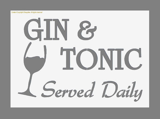 Shabby Chic French Vintage Stencils 'Gin & Tonic' A3/A4/A5 sizes (#251