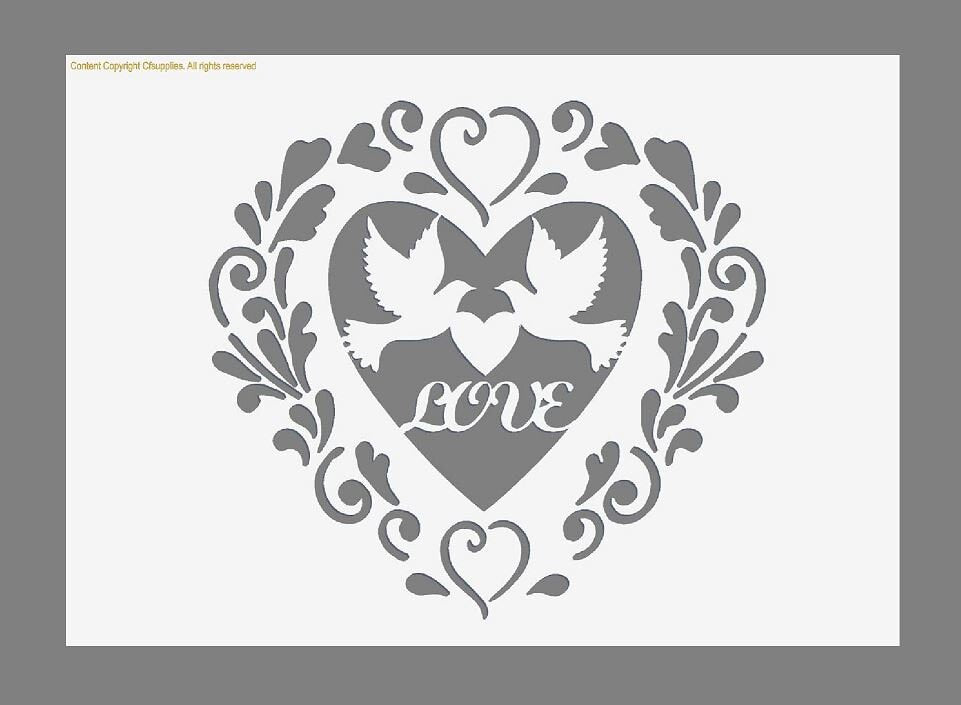 Love Heart | Vintage French Mylar Stencil A5/A4/A3 sizes (222)