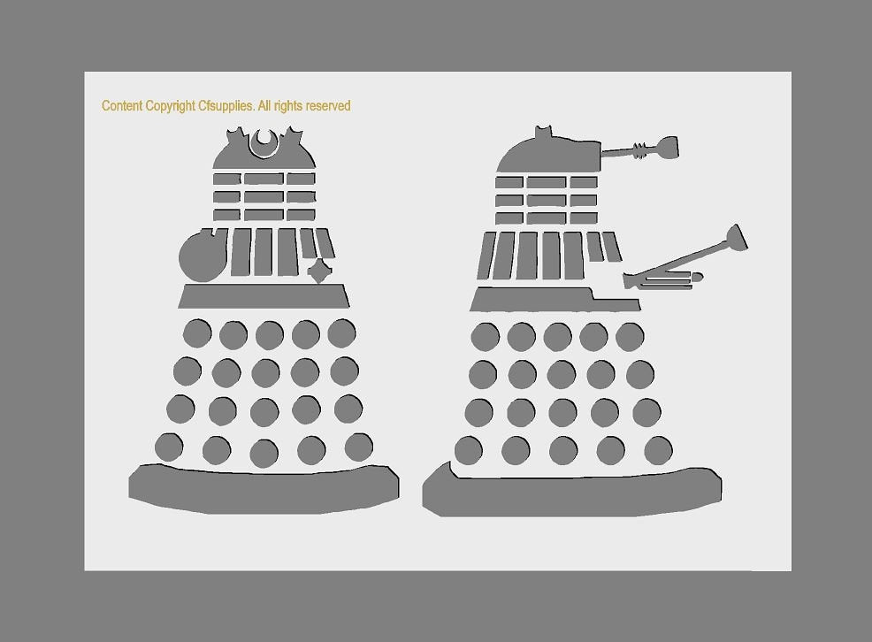 Daleks Dr. Who TV Theme Mylar Stencil A5/A4/A3 sizes 190 micron