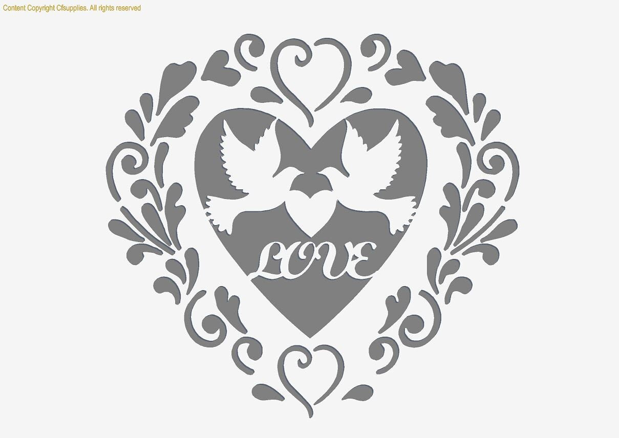 Love Heart | Vintage French Mylar Stencil A5/A4/A3 sizes (222)