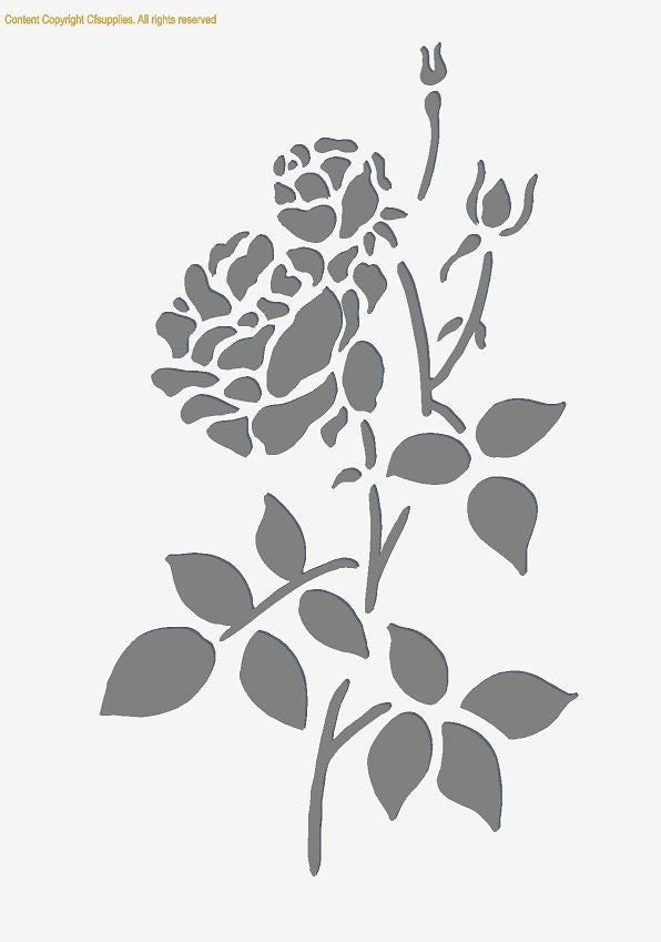 French Flower Stencil | Shabby Chic Paint Stencil for Walls, Fabrics, 