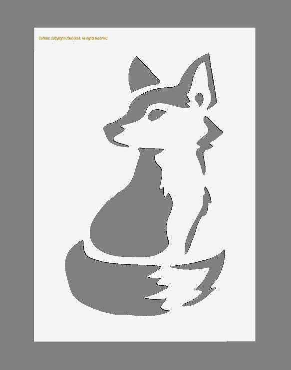 Cute Fox Mylar Stencil in A3/A4/A5 sizes 190 micron reusable