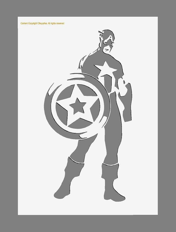 Captain America Marvel Mylar Stencil A5/A4/A3 sizes 190 micron