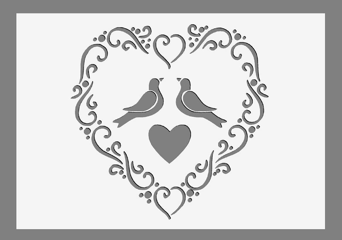 Love Birds Shabby Chic French Vintage Mylar Stencils (#65) 190 micron