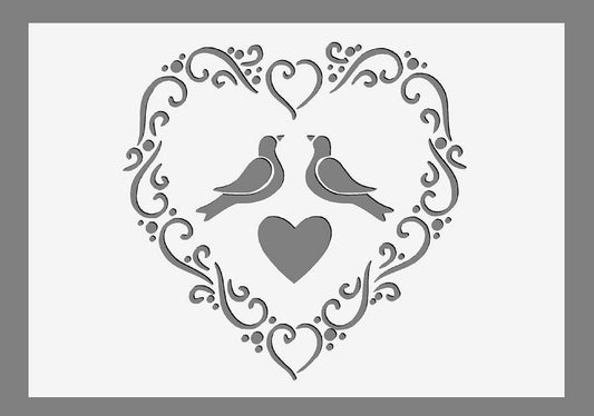 Love Birds Shabby Chic French Vintage Mylar Stencils (#65) 190 micron